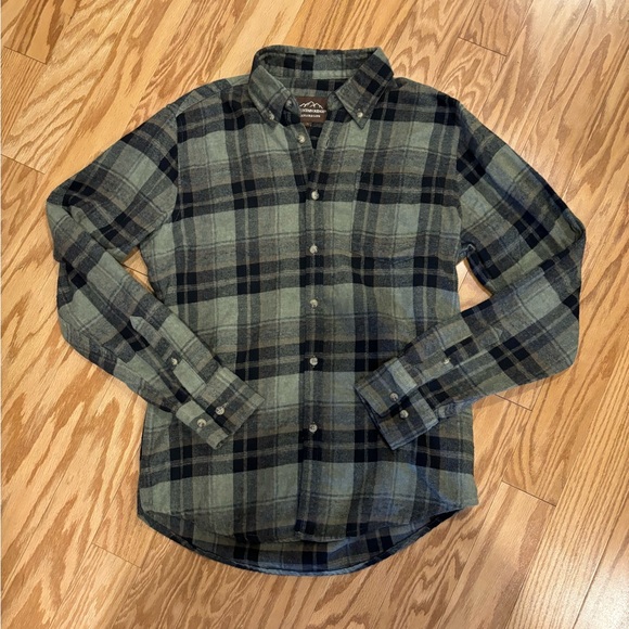 Mountain Ridge long sleeve button front flannel shirt womens green black brown S - Picture 2 of 12